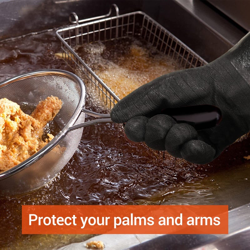 Schwer 932Â°F Extreme Heat Resistant BBQ Gloves, Waterproof Oven & Fryer Gloves, Oil Resistant Neoprene Grill Gloves for Baking, Smoker, 14 inch - Image 4